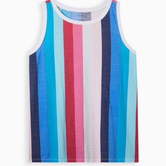Torrid Vintage Triblend Jersey Pink White & Blue Crew Neck Tank - Picture 5 of 6